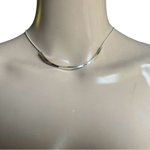 Silver Bar Chain Choker Necklace - Picture 3 of 6